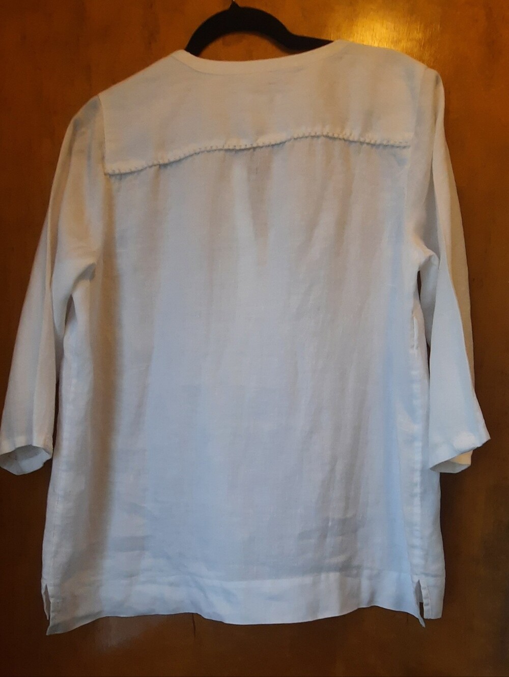 J. Jill White Linen Pintuck Henley Tunic - Picture 2 of 6